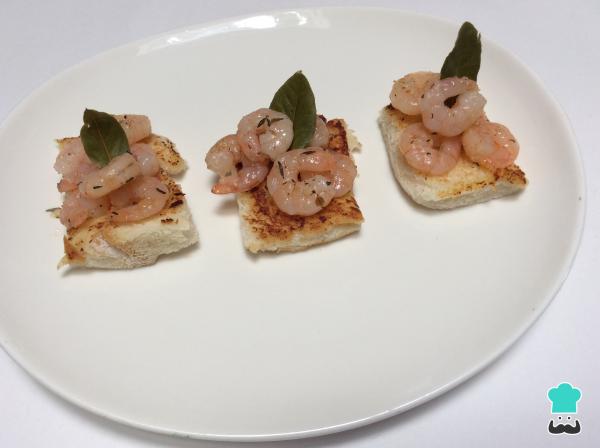 Receta de Tostadas con camarones