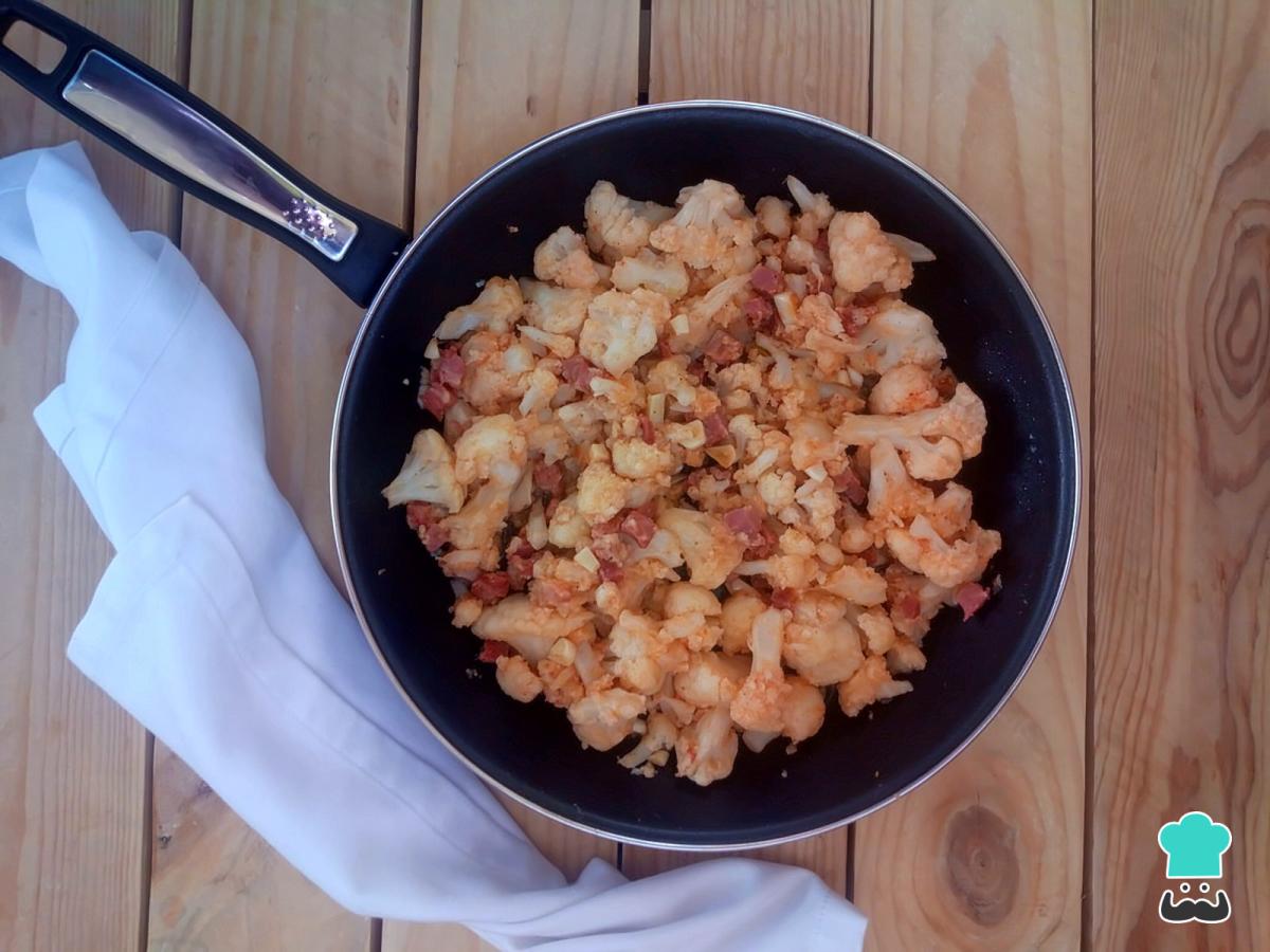 Receta de Coliflor salteada con jamón