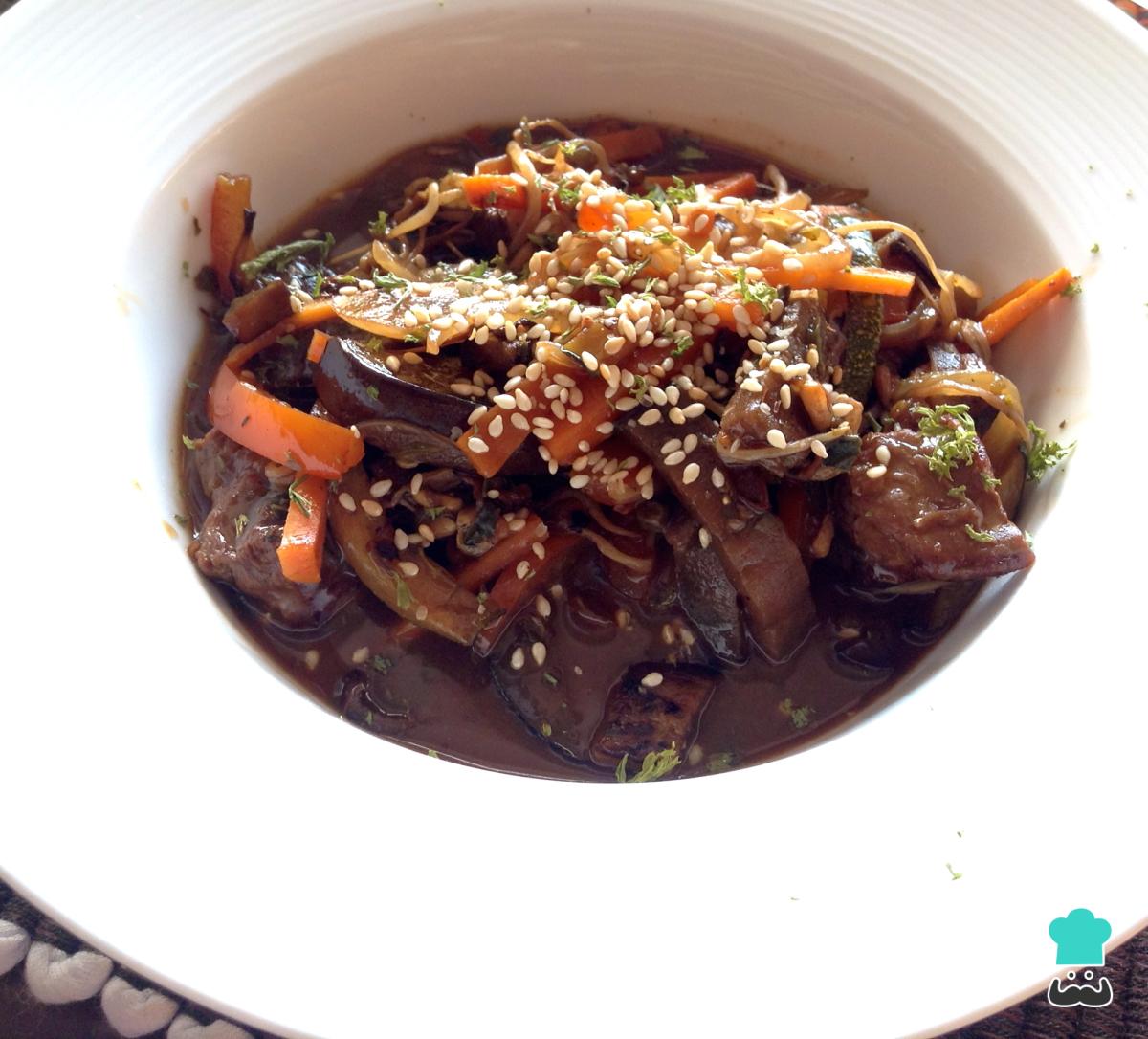 Receta de Lomo con verduras