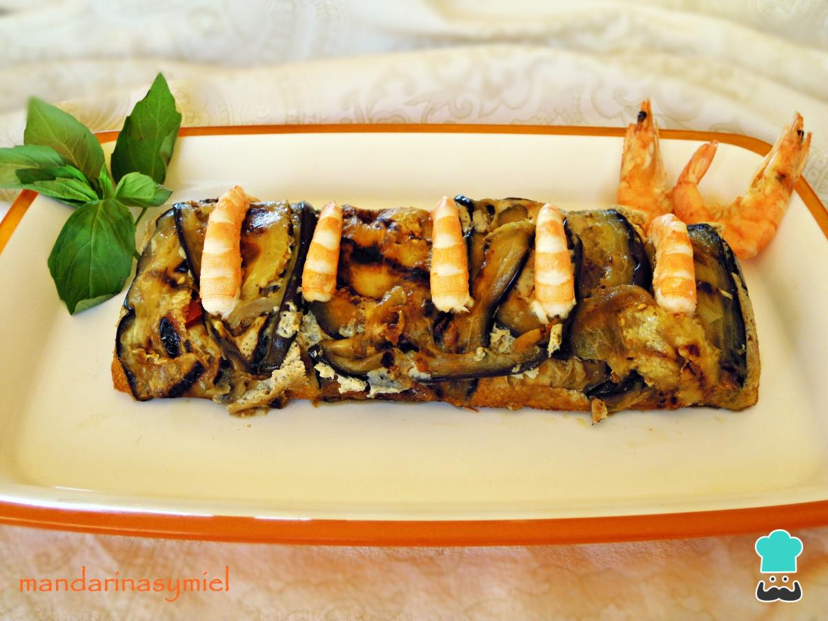 Receta de Pastel de berenjenas y langostinos