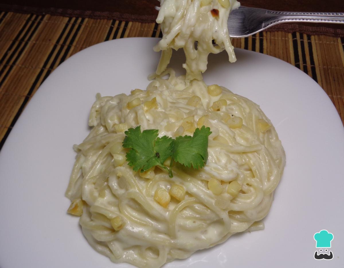 Receta de Espagueti con crema de elote