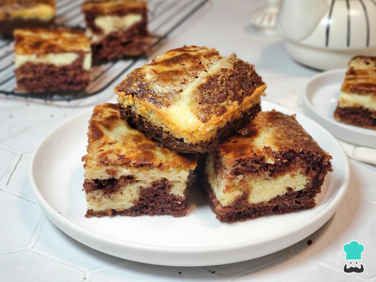 Receta de Tarta de queso con brownie
