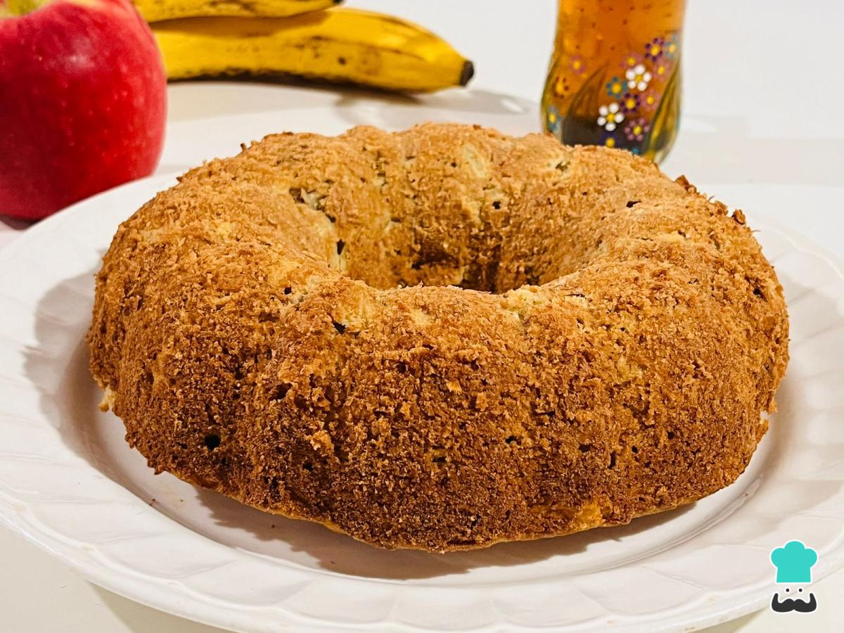 Receta de Bizcocho de plátano y manzana sin azúcar