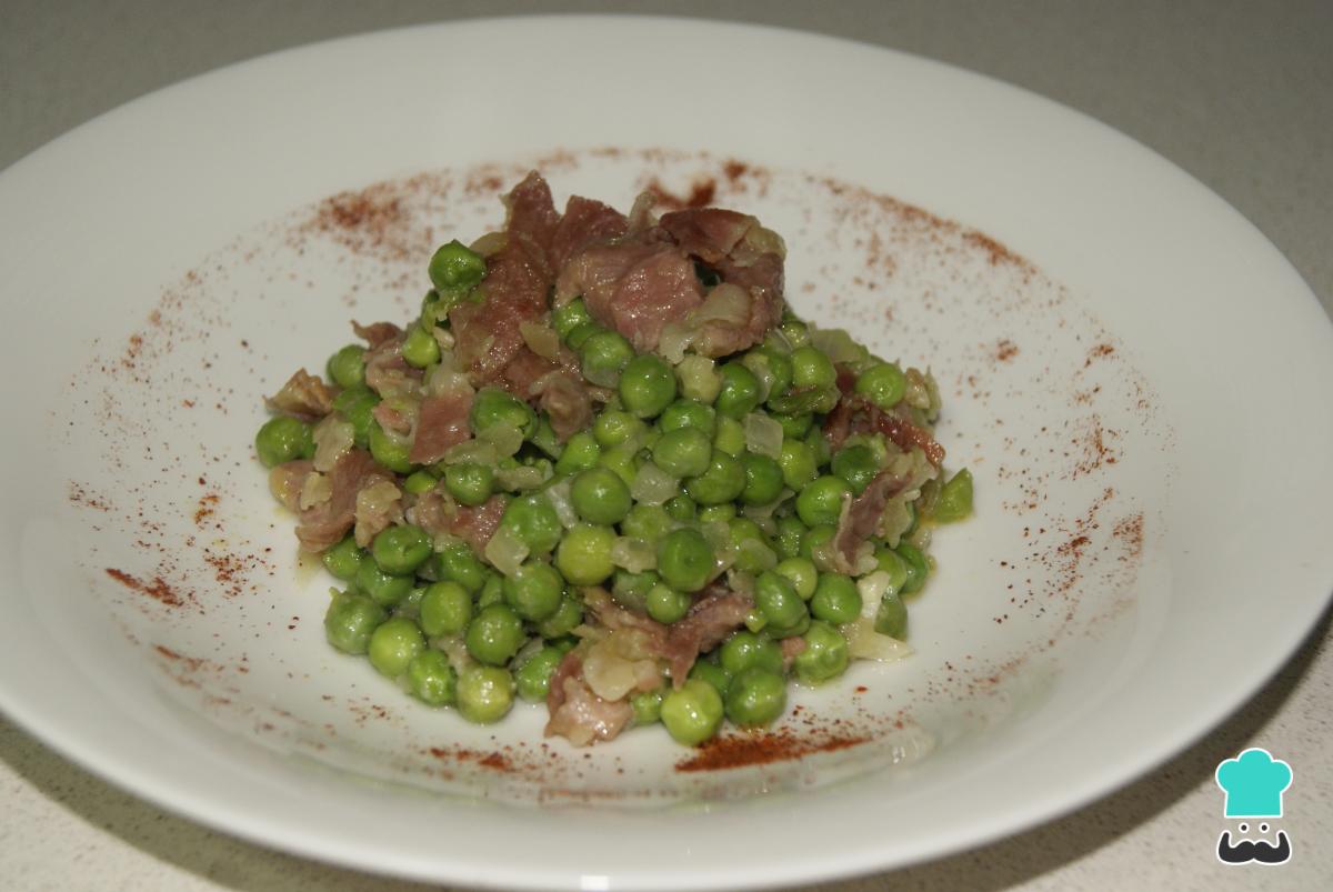 Receta de Guisantes con jamon frescos