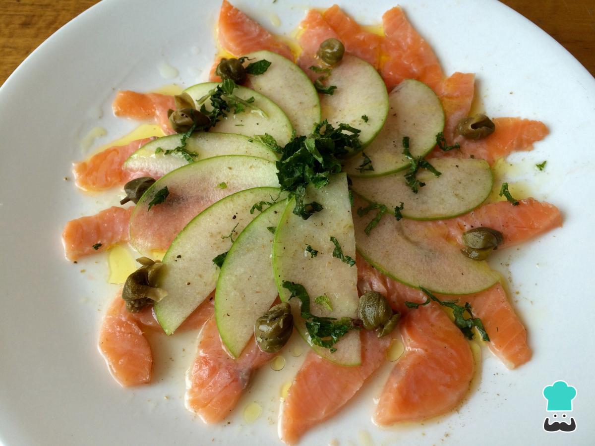 Receta de Carpaccio de salmón ahumado y manzana