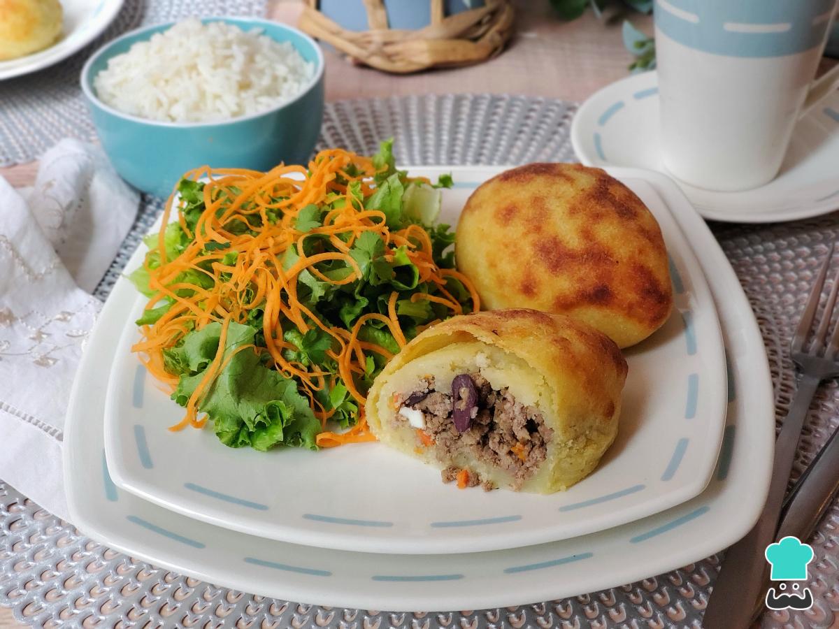 Receta de Papa rellena con arroz