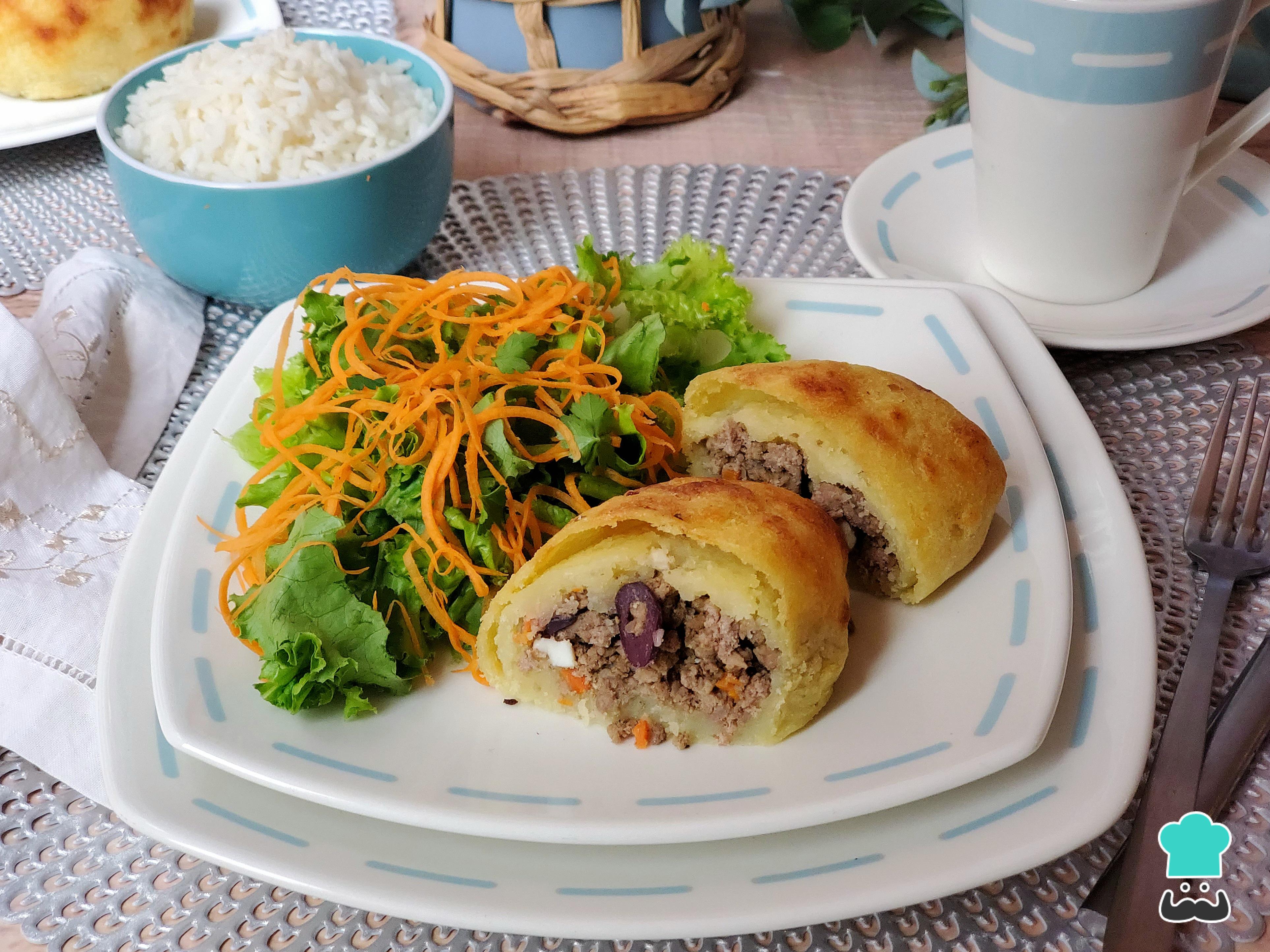 Papa Rellena Con Arroz - Receta COLOMBIANA