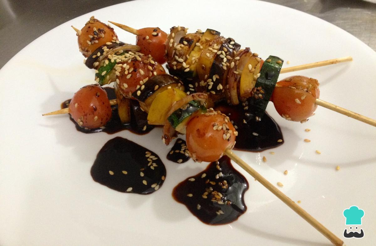 Receta de Pinchos de vegetales al estilo oriental
