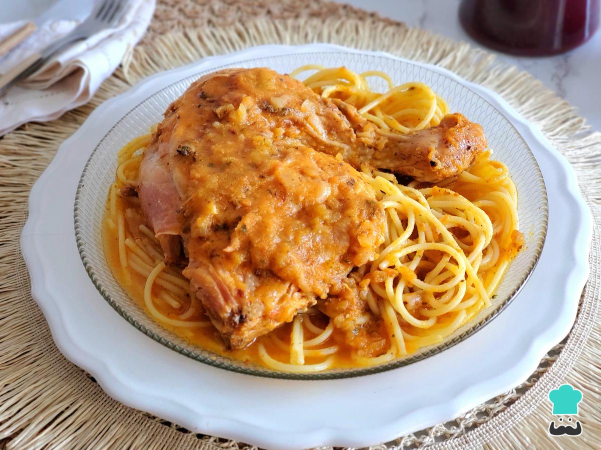 Receta de Tallarines rojos con pollo