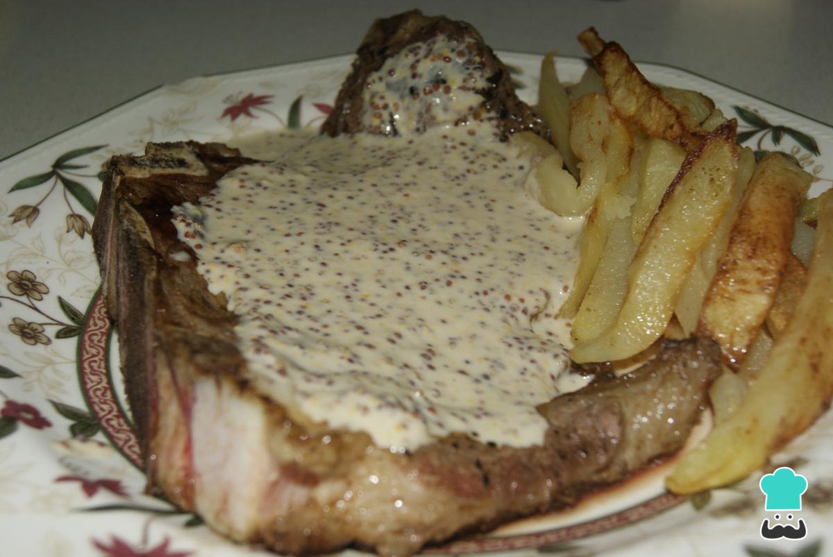 Receta de Entrecot de ternera con salsa de mostaza