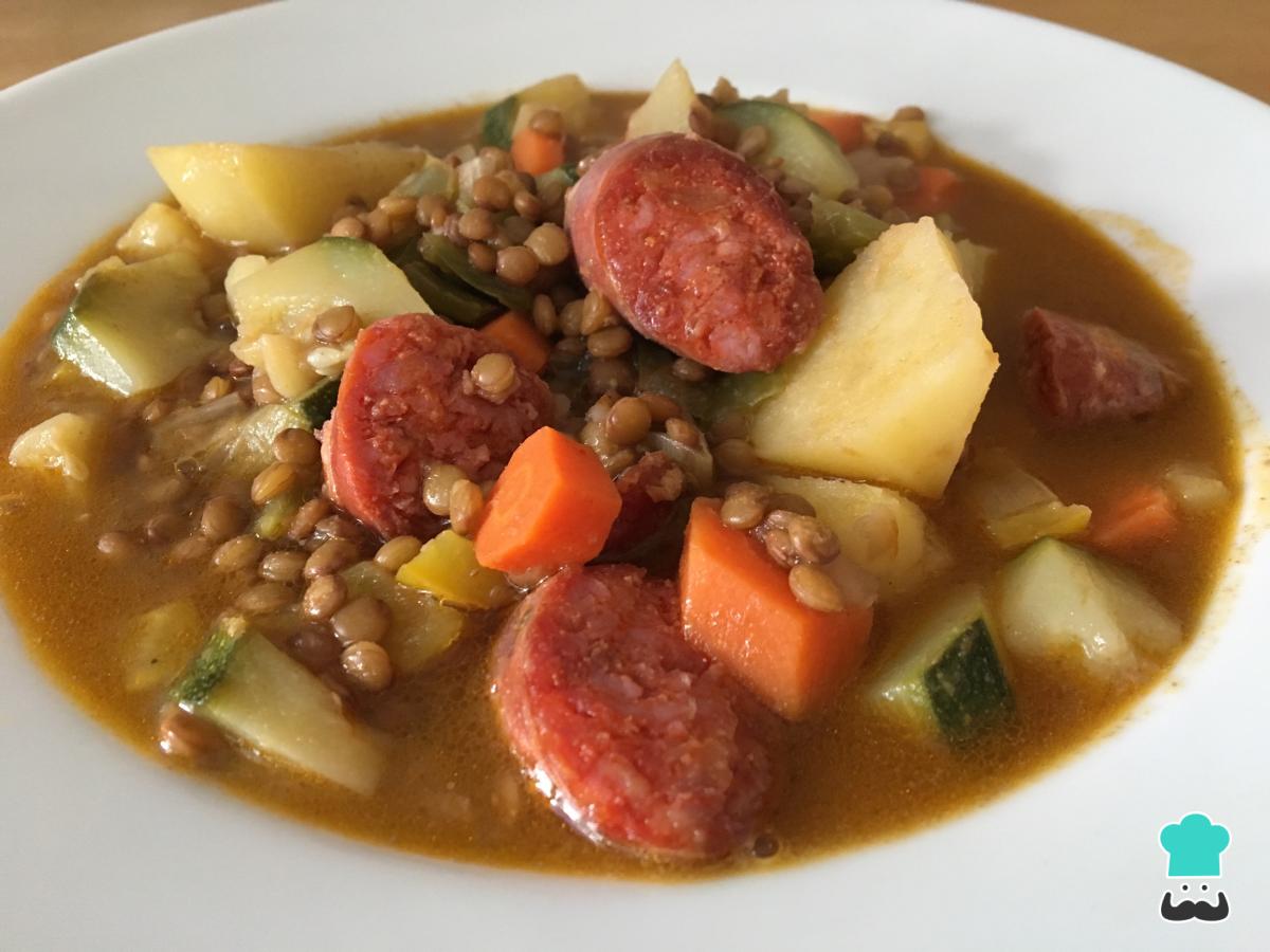 Receta de Lentejas con chorizo y verduras