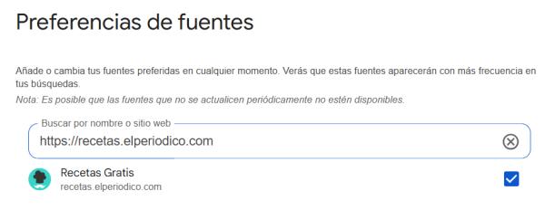 Añade Recetas Gratis como fuente preferida y no te pierdas nuestras noticias - Cómo añadir Recetas Gratis como fuente preferida en Google