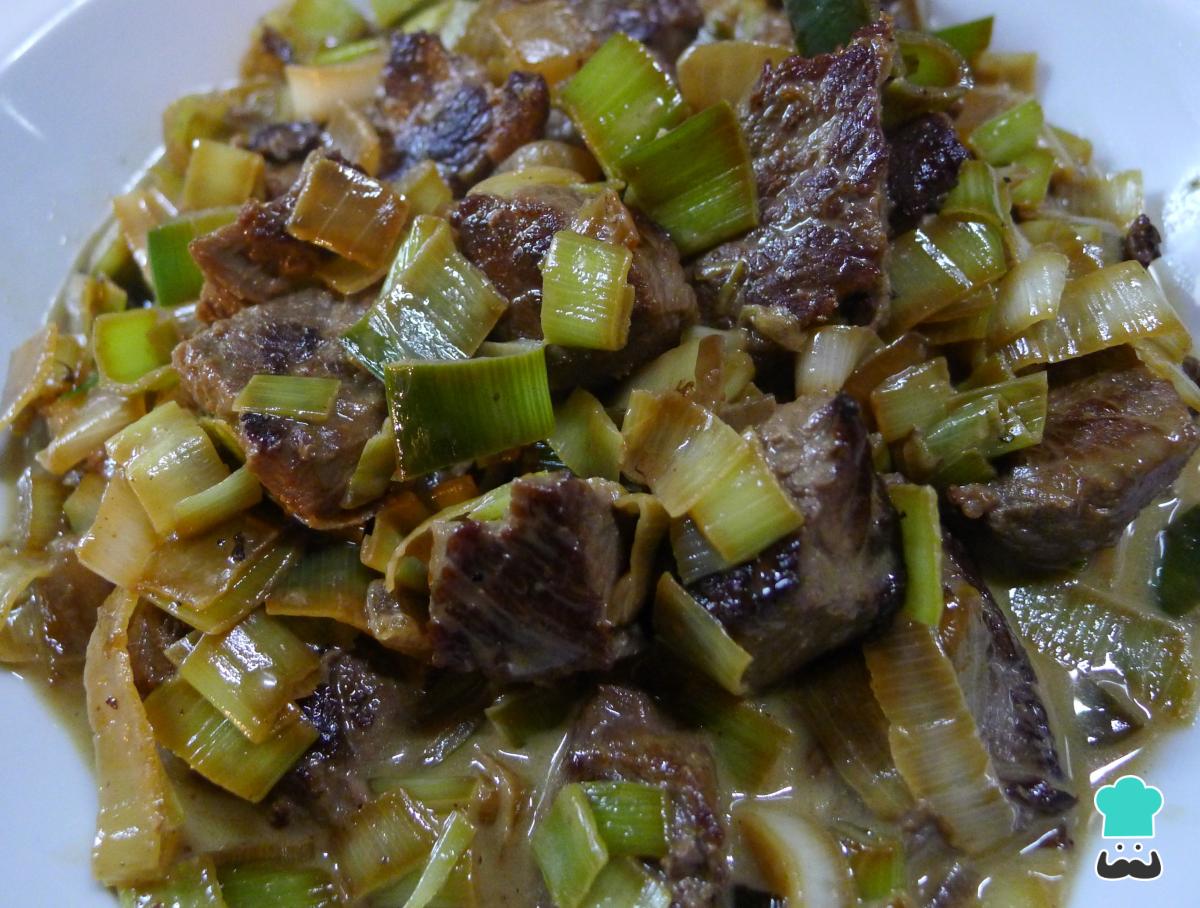 Receta de Ternera en salsa de puerros