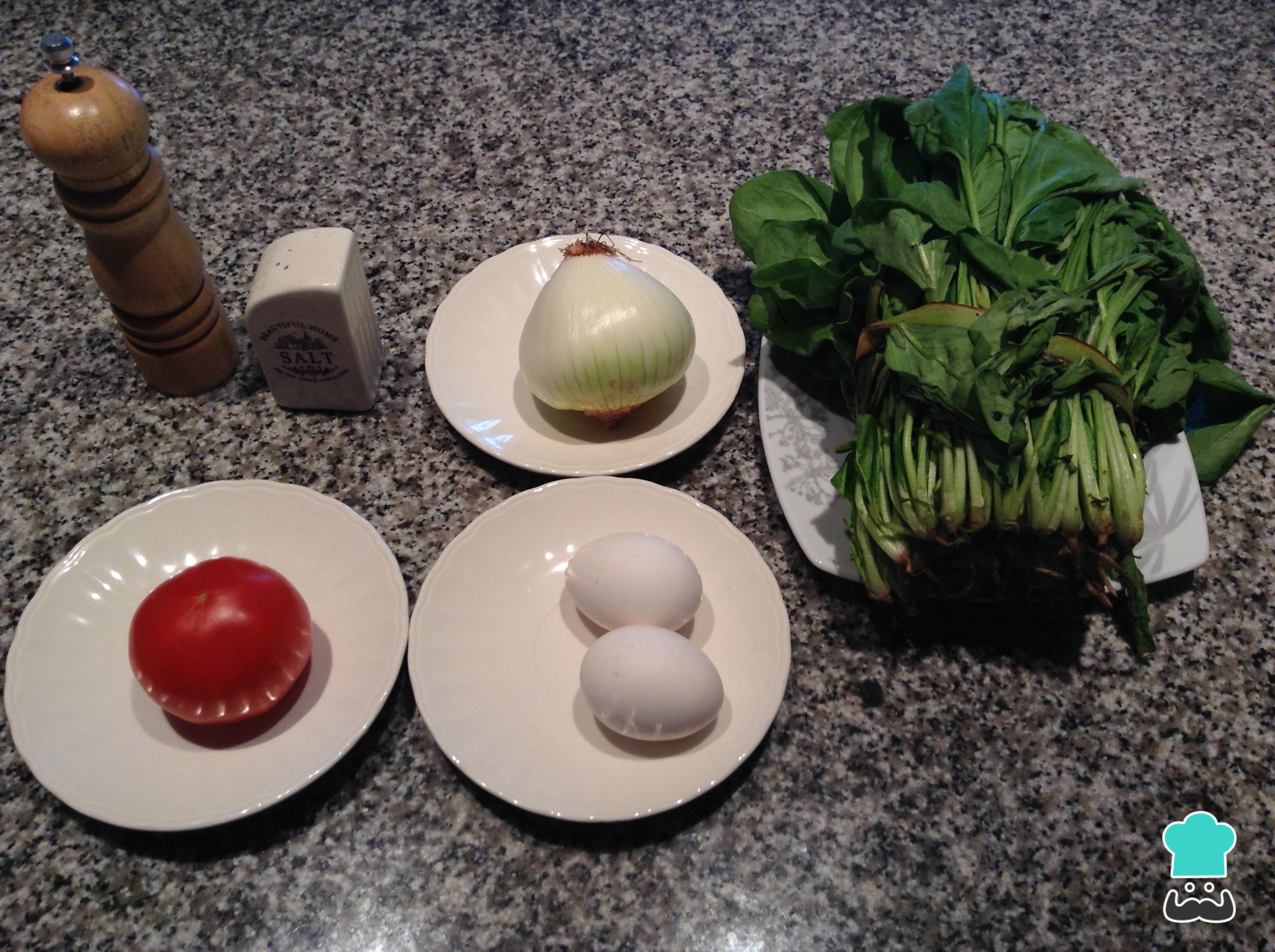 Tortilla de espinaca y verduras Fácil