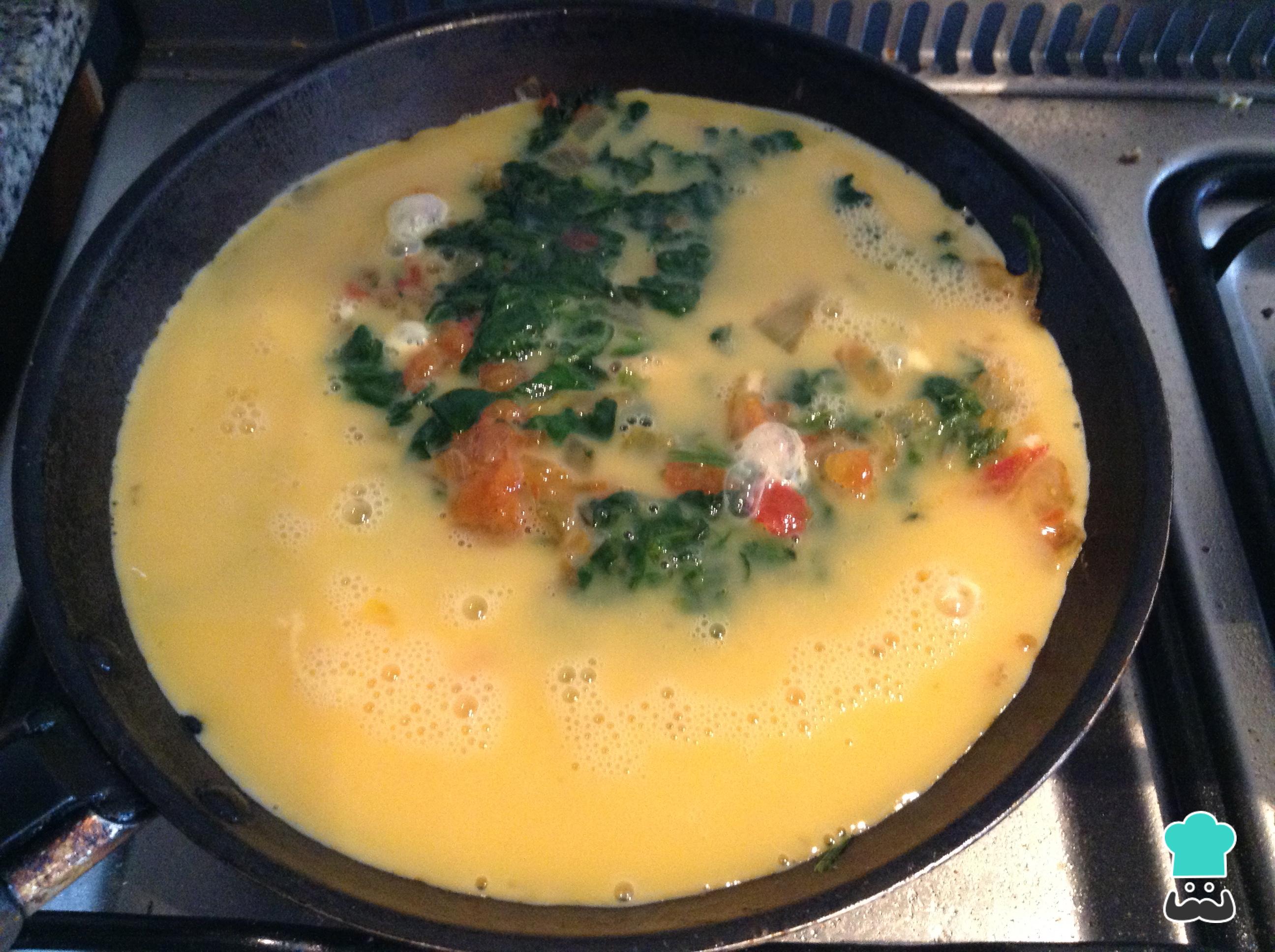 Tortilla de espinaca y verduras Fácil
