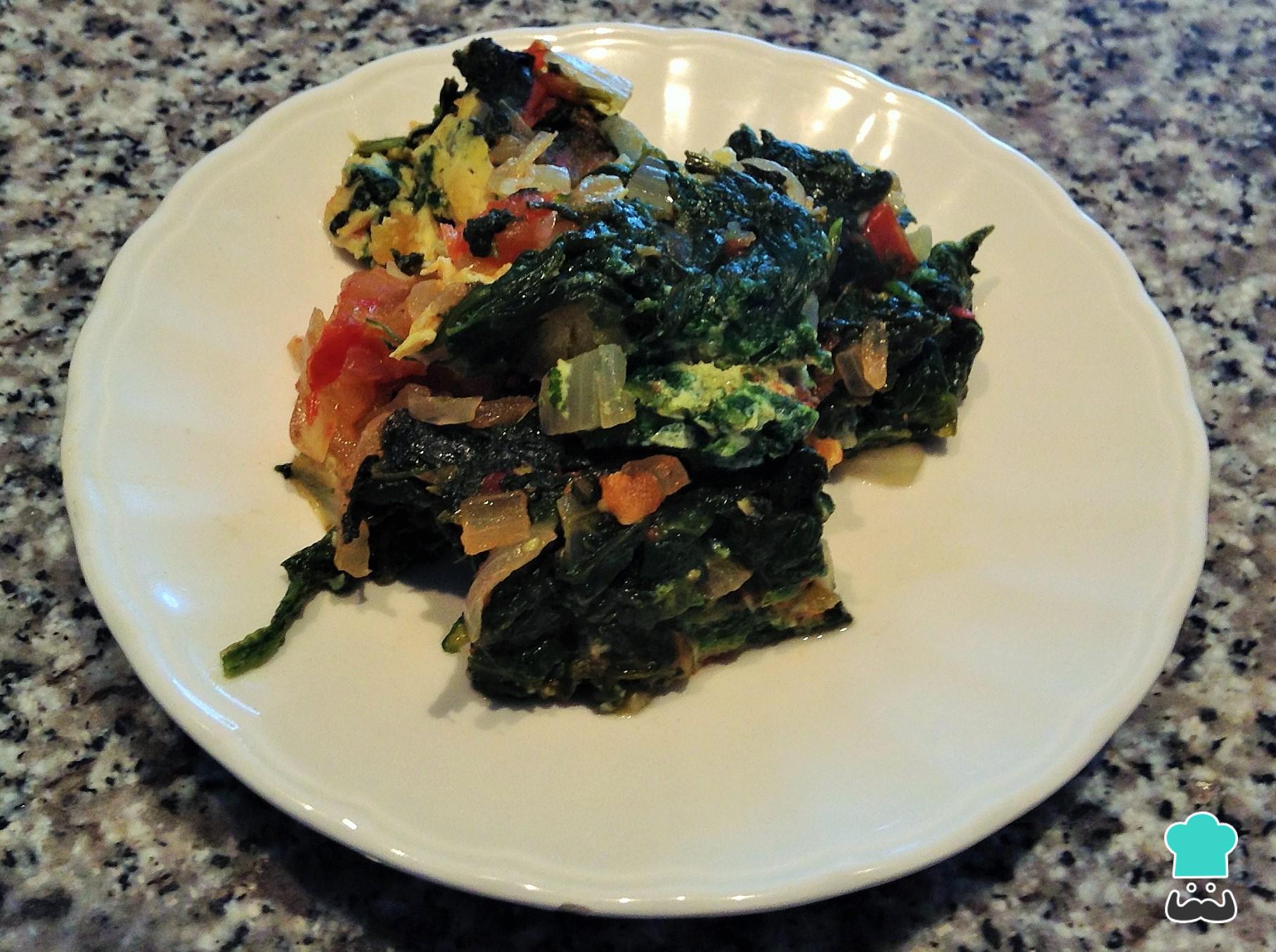 Tortilla de espinaca y verduras Fácil