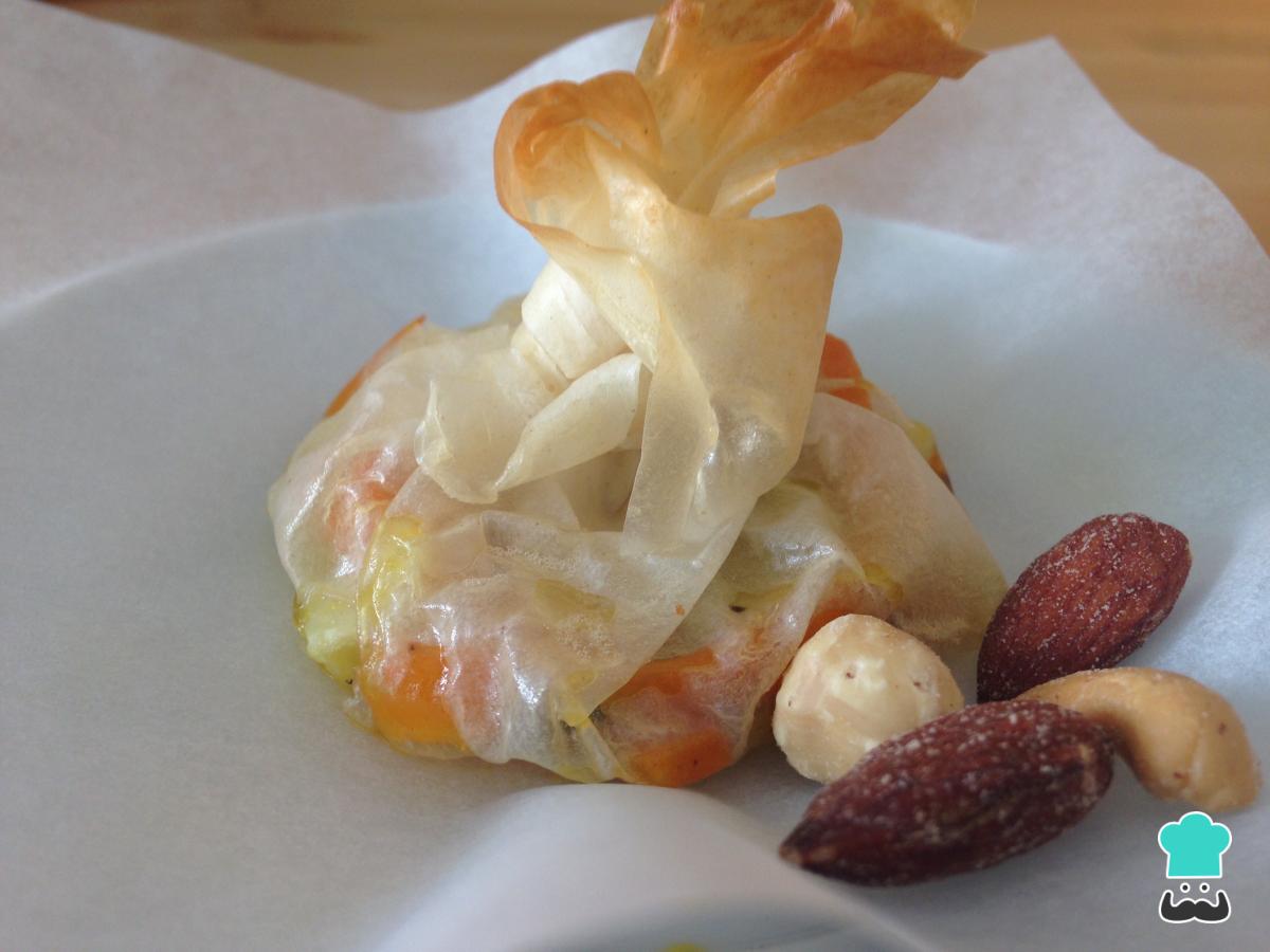 Receta de Saquitos de verduras
