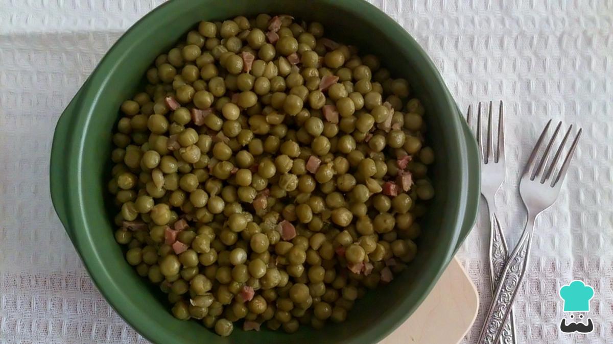 Receta de Guisantes con jamón y vino blanco