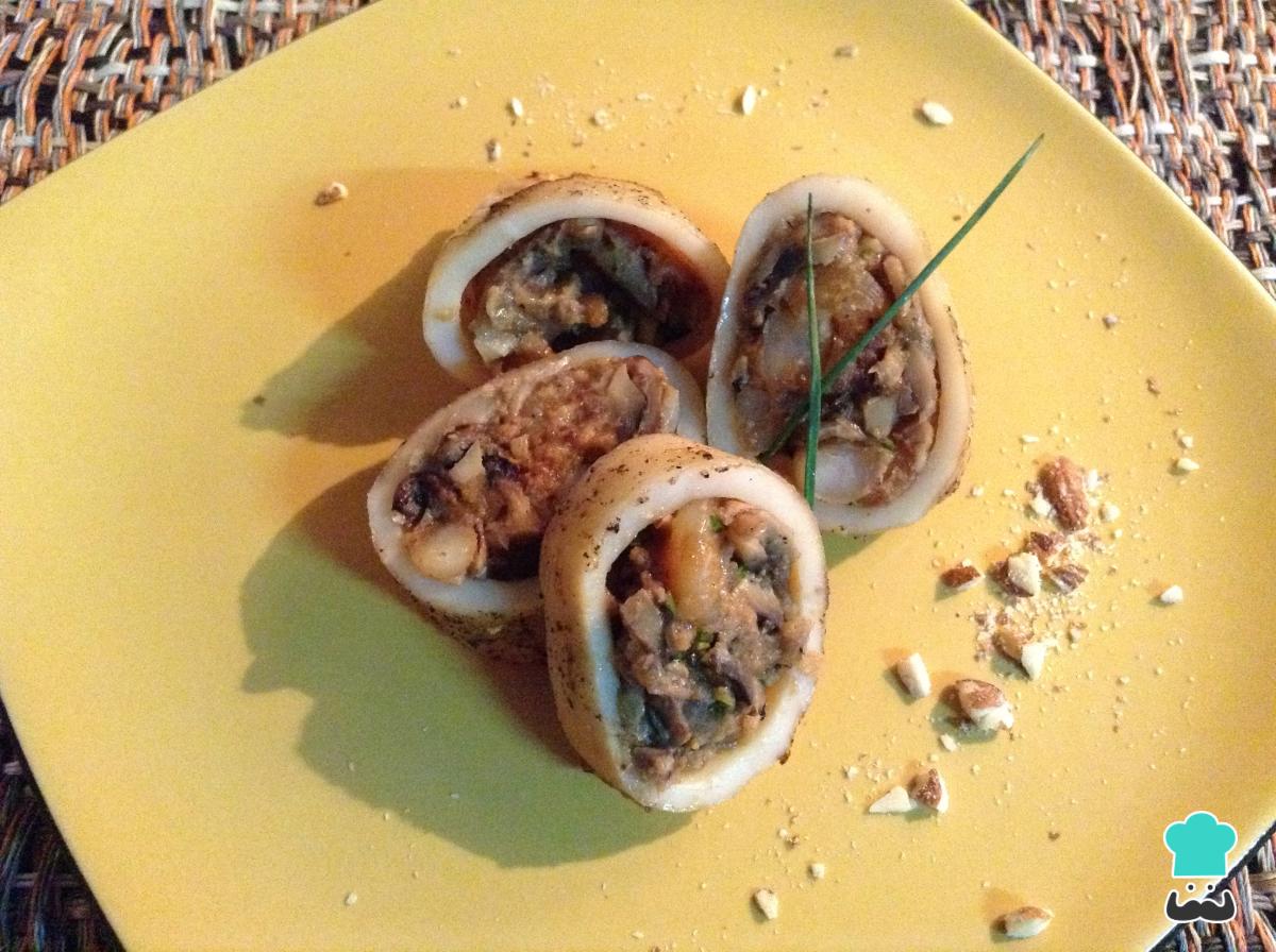 Receta de Calamares rellenos de gambas fácil