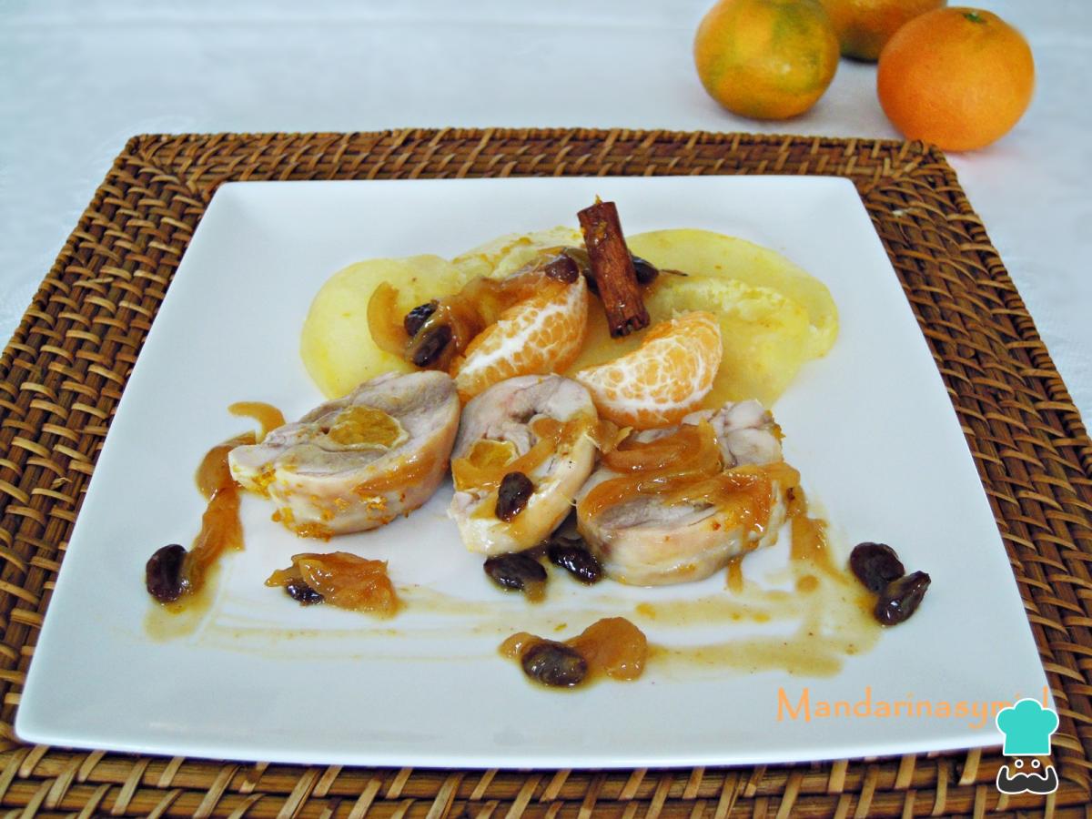 Receta de Muslos de pollo rellenos con salsa de mandarina