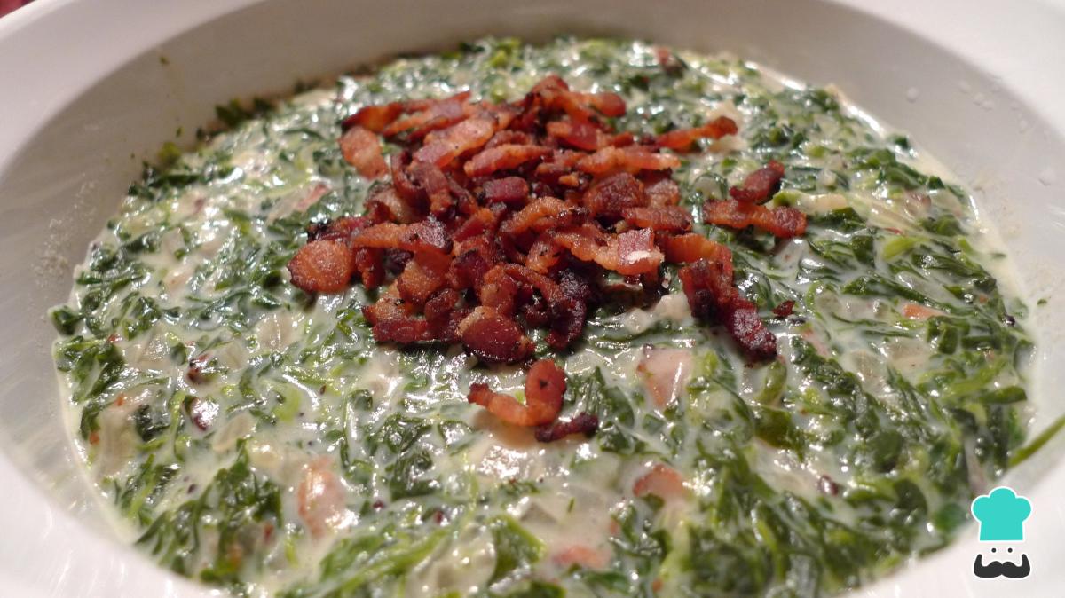 Receta de Espinacas a la crema con bacon