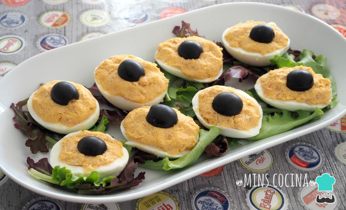 Receta de Huevos rellenos de atún y aceitunas