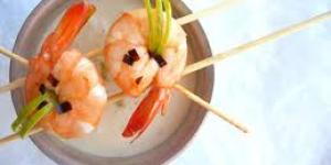 Gambas con salsa de coco y lima