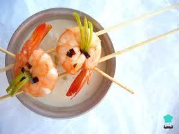 Receta de Gambas con salsa de coco y lima