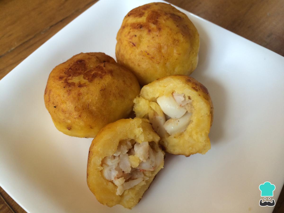 Receta de Bolitas de plátano maduro con mariscos