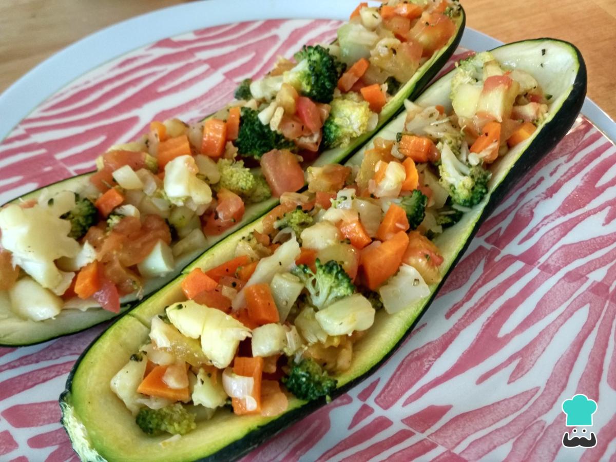 Receta de Calabacín relleno de verduras