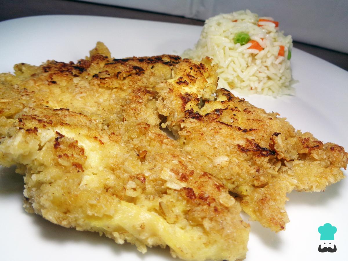 Receta de Pechuga de pollo empanizada con avena