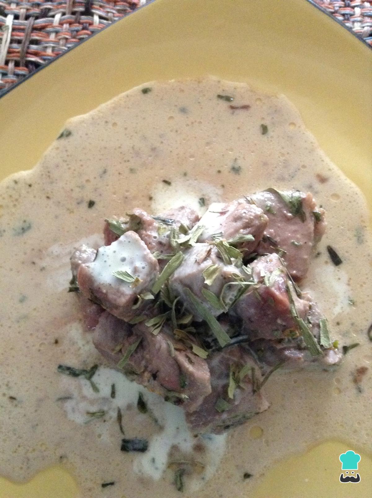 Receta de Lomo de res stroganoff