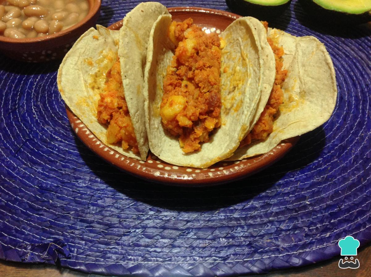 Receta de Tacos de papa con chorizo
