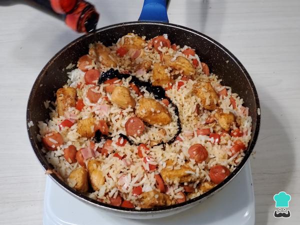 Receta de Arroz chaufa de pollo - Paso 10