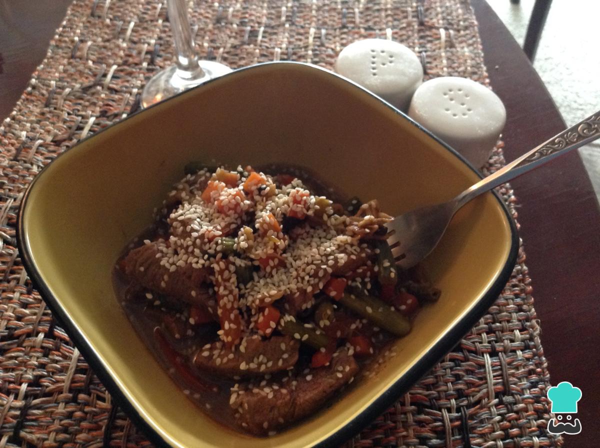 Receta de Lomo de res en salsa teriyaki
