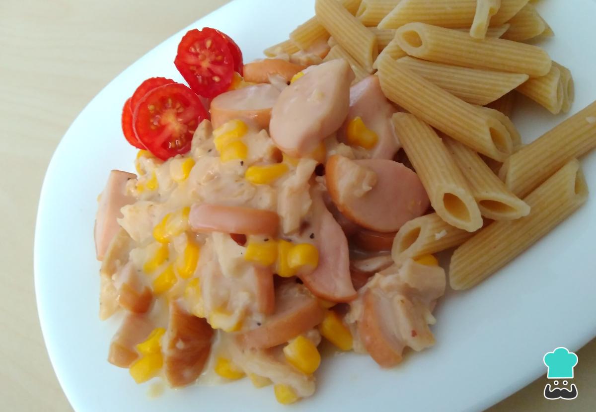 Receta de Salchichas con crema de queso