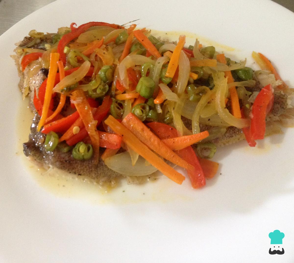 Receta de Lenguado con vegetales al horno