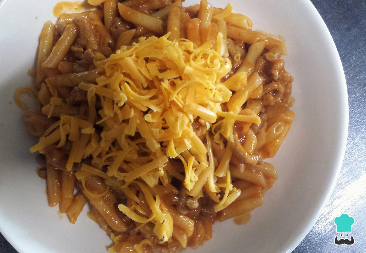 Receta de Pasta con carne picada y tomate frito