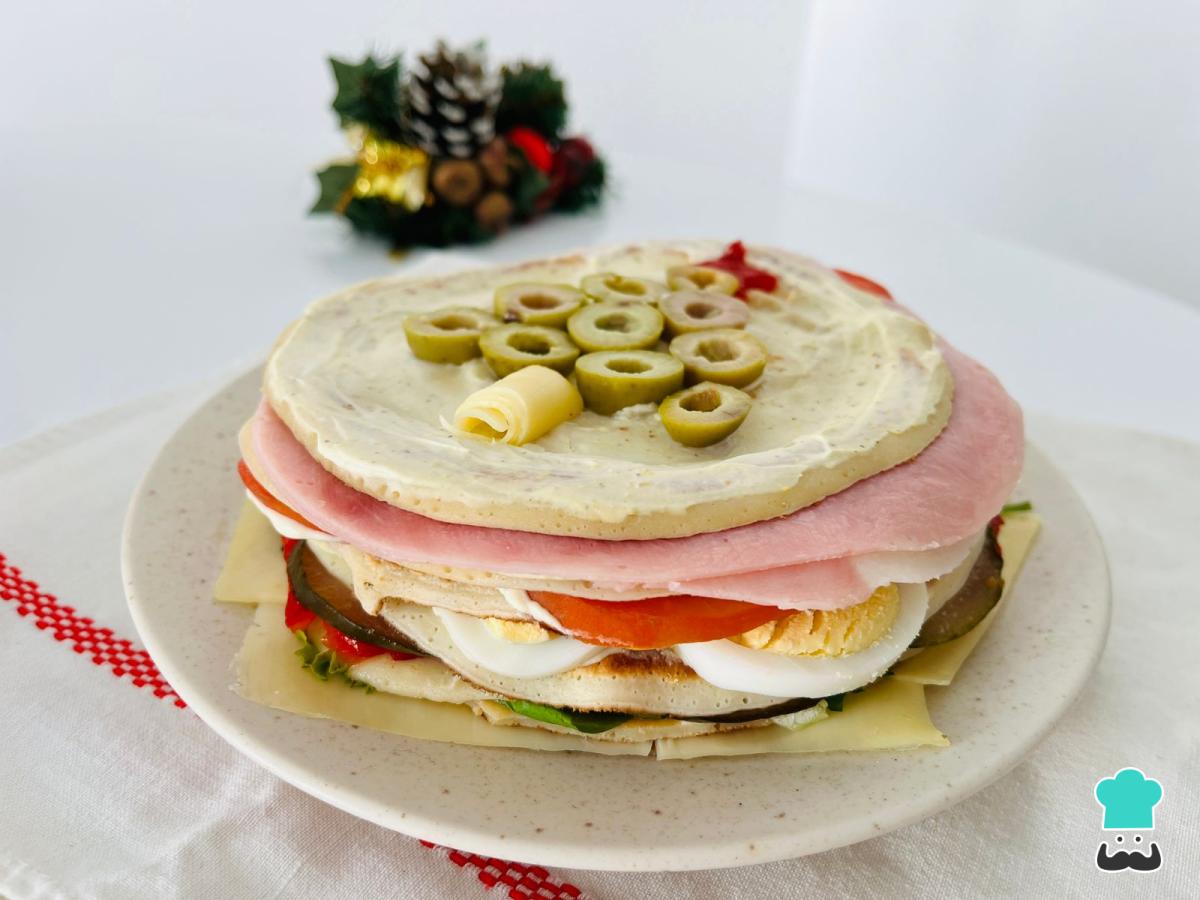 Receta de Torre de panqueques navideña