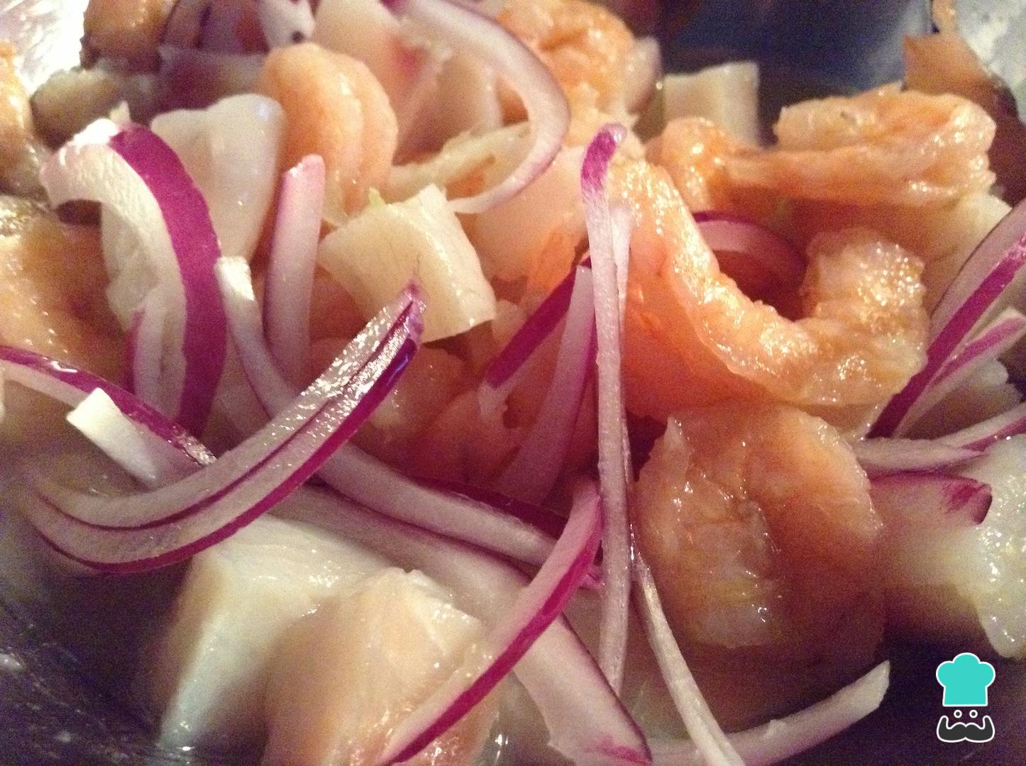 Ceviche de camarón y tilapia
