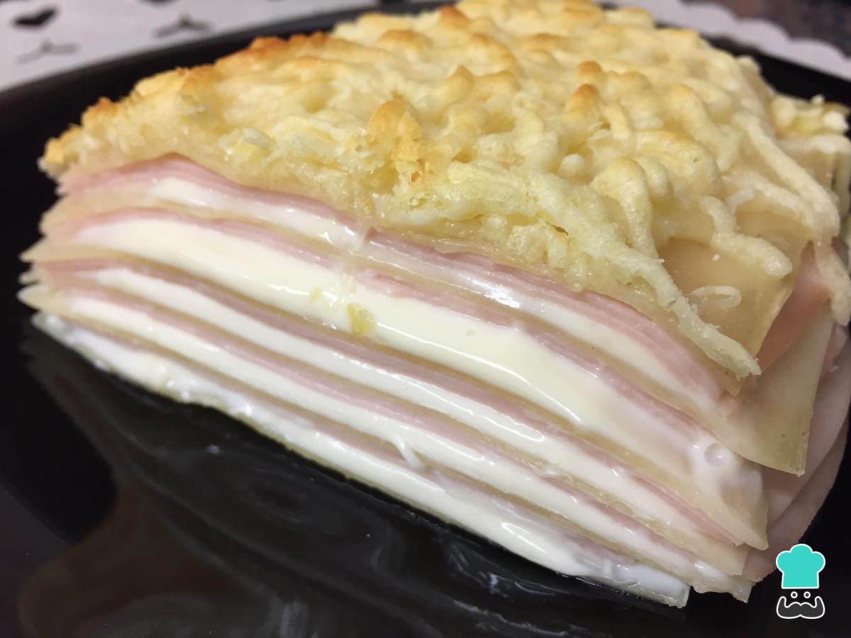 Receta de Lasaña de jamón y queso