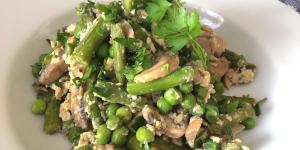Receta de Revuelto de espárragos y champiñones - También con guisantes