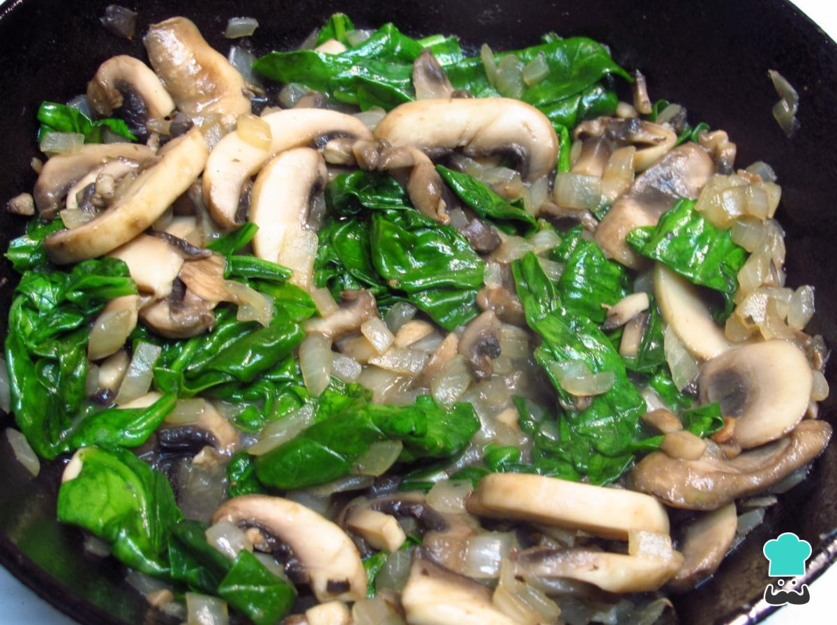 Receta de Champiñones salteados con espinacas