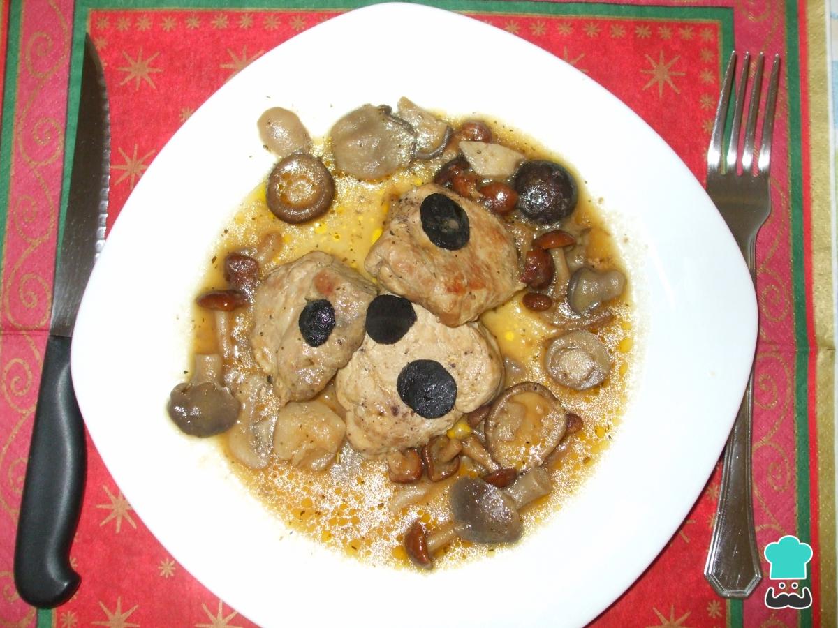 Receta de Solomillo de cerdo con setas y trufa
