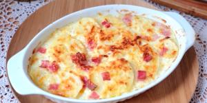 Receta de Papas gratinadas con jamón y queso