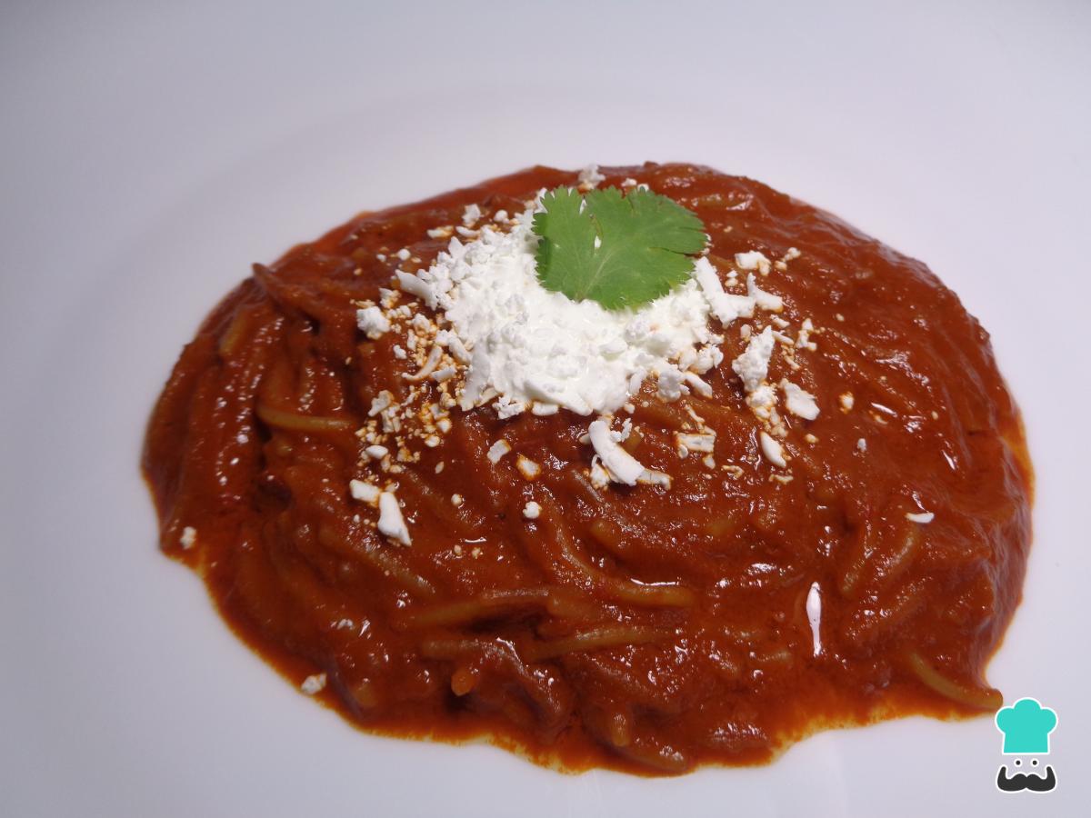 Receta de Fideo seco a los tres chiles