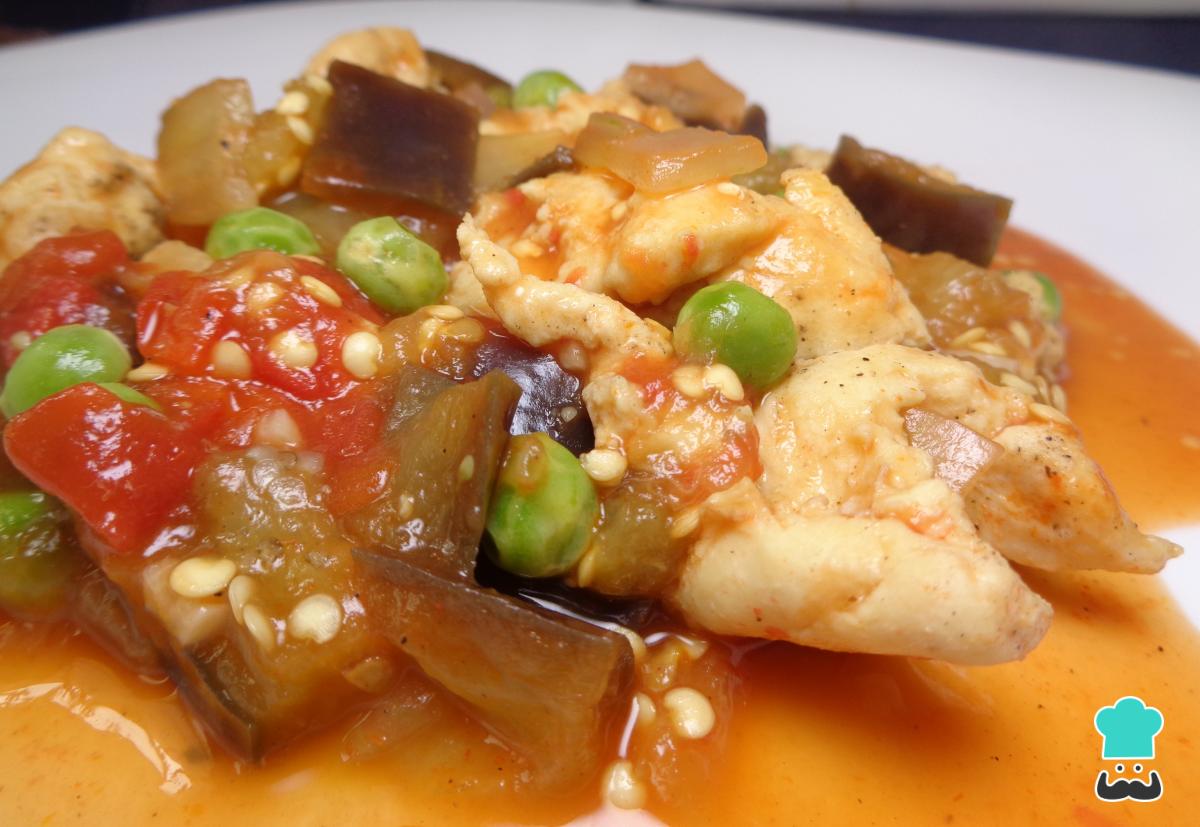 Receta de Pollo con berenjenas al curry