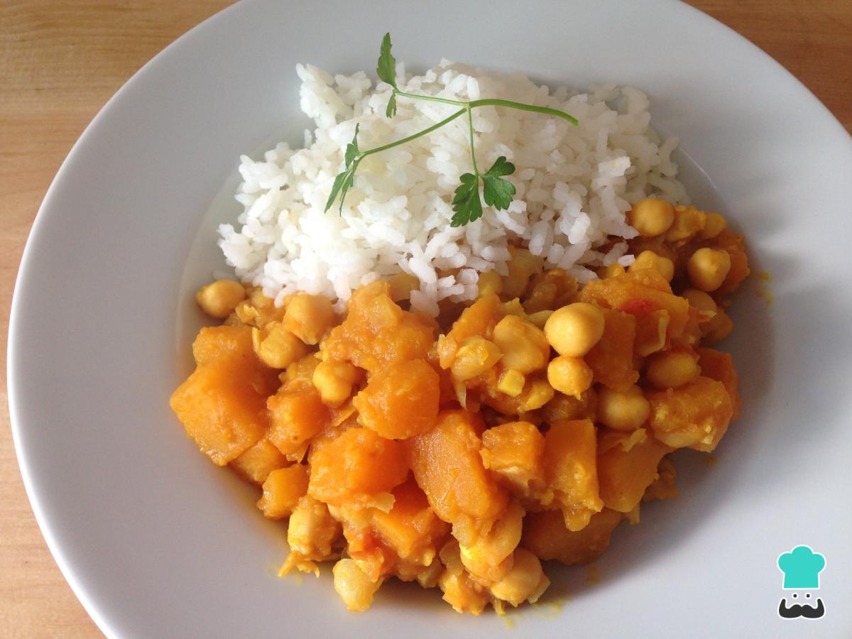 Receta de Curry de garbanzos y calabaza