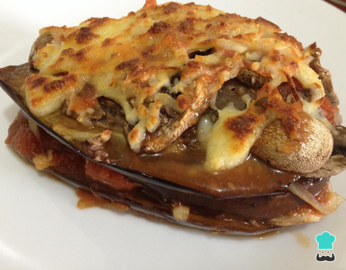 Receta de Lasaña de berenjena y champiñones