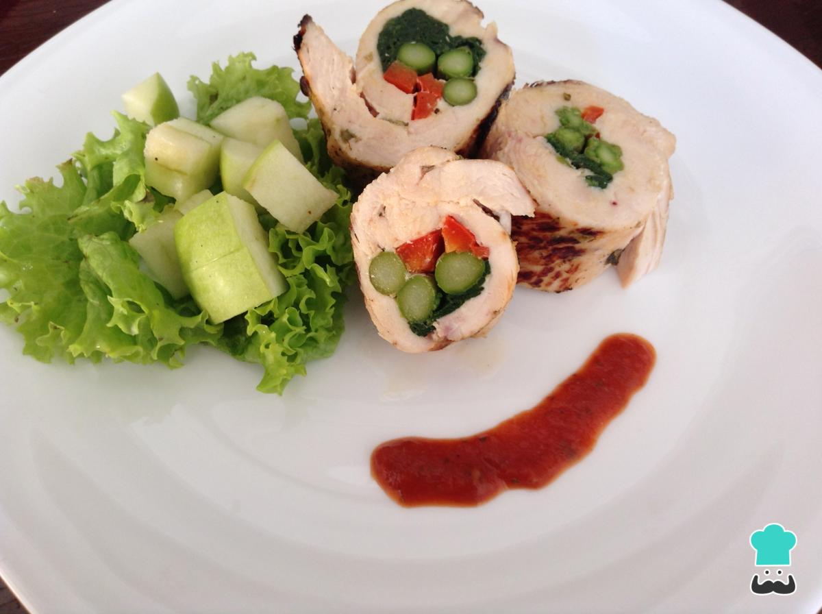 Receta de Pechuga de pavo rellena con verduras